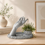 Hand Sculpture Planter With Hanging Pot | 3D Printed Modern Artistic SugarcaneBased Pla Indoor Plant Holder | Succulent & Fern 