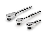 TEKTON 3/8 Inch Drive Small Body Ratchet Set, 3Piece (3, 6 in., 6 in. flex) | SRH99002