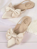 Shoetopia Women & Girls Stylish Decor Bow Cream Fashion Sandal Mules/Dn-401/Cream/Eu40,Cream,7,B0BNNSDD8C