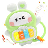 Baby Musical Toys 6-12 Months, Rabbit Piano for Baby Musical Toys for Toddlers 1-3, Busy Board with Music & Light, Birthday Toy 