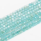 THRELE Shell Beads, 4mm 90pcs Small Round Sky Blue Mother of Pearl Shell Loose Beads for DIY Jewelry Making