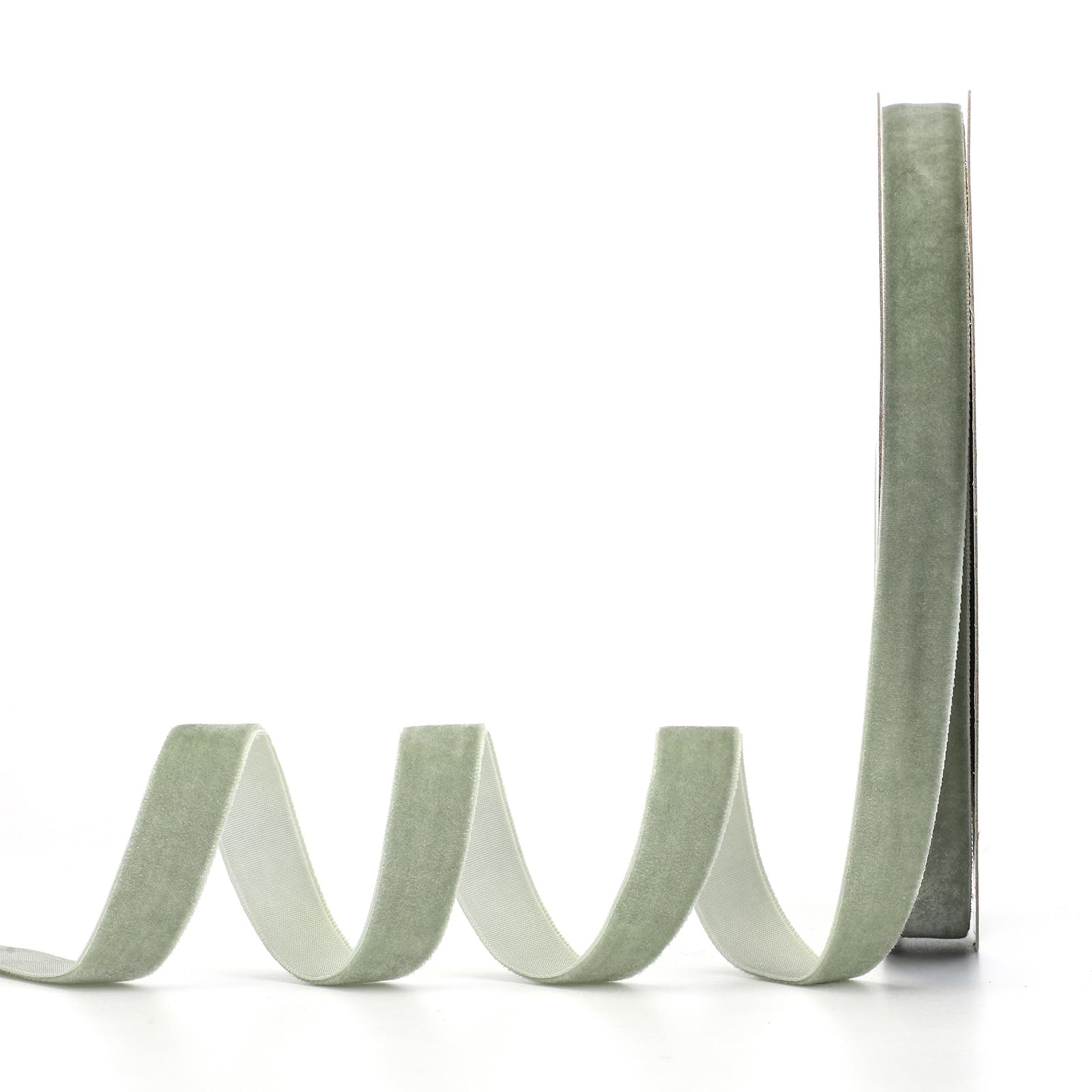 Lemon Park Dusty Green Velvet Ribbon,5/8 W x 20Yd Single Face,Great for Gift Wrapping,Hair Bows,Handmade Craft and Christmas,Wed