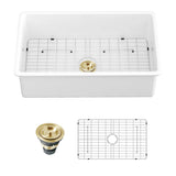 Lordear White Undermount Kitchen Sink 32 Inch Fireclay Porcelain Ceramic sinks Single Bowl Basin 32x19x10 Inch