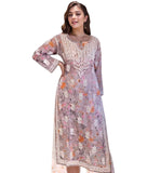 Anni Designer Women'S Rayon Viscose Printed & Chikankari Embroidered Straight Kurta (Kisrup Multi-Vks03_Xl_Grey_X-Large),Grey,XL,,,