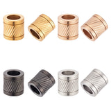 UNICRAFTALE 8Pcs 4 Colors Paracord Bead 304 Stainless Steel Column Spacer Beads with Twill Pattern Grooved Tube Lanyard Beads 10