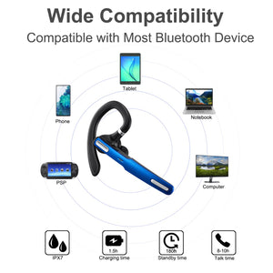 COMEXION Bluetooth Headset, Wireless Bluetooth Earpiece V5.0 Hands-Free Earphones with Stereo Noise Canceling Mic, Compatible iP