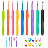 Crochet Hooks Ergonomic Soft Grip, 2Mm6Mm Metal Crochet Set For Beginners, 24Pcs Knitting Yarn Hook Kit W Stitch Marker, Knitti