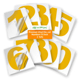 iSYFIX Yellow Vinyl Numbers Stickers,1.5 Inch Self Adhesive (2 Sets),Premium Decal Die Cut and Pre-Spaced for Mailbox, Signs, Wi