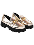 Shoetopia Women'S Block Heel Loafers Golden 4 Uk,Golden,4,B0CQJYN6BH