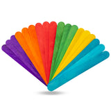 WISYOK 60 Pcs 6Colored Jumbo Wooden Craft Sticks, Rainbow Wooden Popsicle Sticks, Wide Lollipop Sticks, Treat Sticks Ice Pop