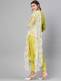 Anni Designer Women Cotton Blend Kurti Pant And Dupatta Set (White-Show Transparent_S_Transparent_S),Transparent,S,Cotton Blend,Casual,