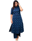 ANNI DESIGNER Womens Printed Rayon Viscose Kurta with Pants, Blue, XL