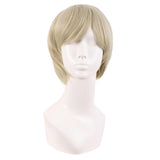 MapofBeauty 10 Inch/25 cm Side Bangs High temperature fiber Fashion Men Short Straight Wig (Blonde)