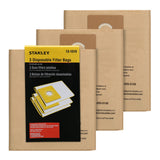 Stanley 131519 Disposable Filter Bag for SL18016 and SL18017 Wet/Dry Vacuums, 3Pack