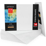 ARTEZA Premium Canvas Boards for Painting, 11 x 14 Inches, Pack of 14, Blank White Canvas Panels for Acrylic, Oil and Gouache Pa