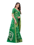 Satrani Womens Woven Cotton Blend Saree (1985St486_Parrot Green)