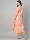 Anni Designer Women'S Cotton Blend Floral Straight Kurta With Pant (Otti N2W_Orange_Xx-Large),Orange,2XL,Cotton Blend,Regular,Kurta