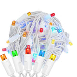 Novelty Lights 11ft Christmas String Lights, 50 Multicolor LED Bulbs on White Wire, 2.5 Spacing, Connectable Indoor Outdoor Comm