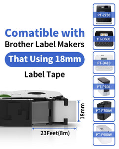 Oozmas TZe-241 18mm Label Tape Replacement for Brother Label Maker Tape 18mm 0.7 Inch Tz Laminated White TZe241 P-Touch Black on