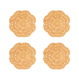 Phantomon Lace Round Crochet Doilies Handmade Coasters, 4-Inch, Pack of 4 (Ginger Yellow)