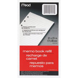 Mead 6ring Memo Book Refill, College Rule, 6hp, 63/4 X 33/4, 80 Sheets, White, Pk Mea46534, 2 Pack2
