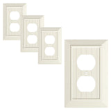 4-Pack Classic Beadboard Duplex Outlet Cover Plate, Decorative Unbreakable Polycarbonate Switch Plates and Outlet Covers, Light 