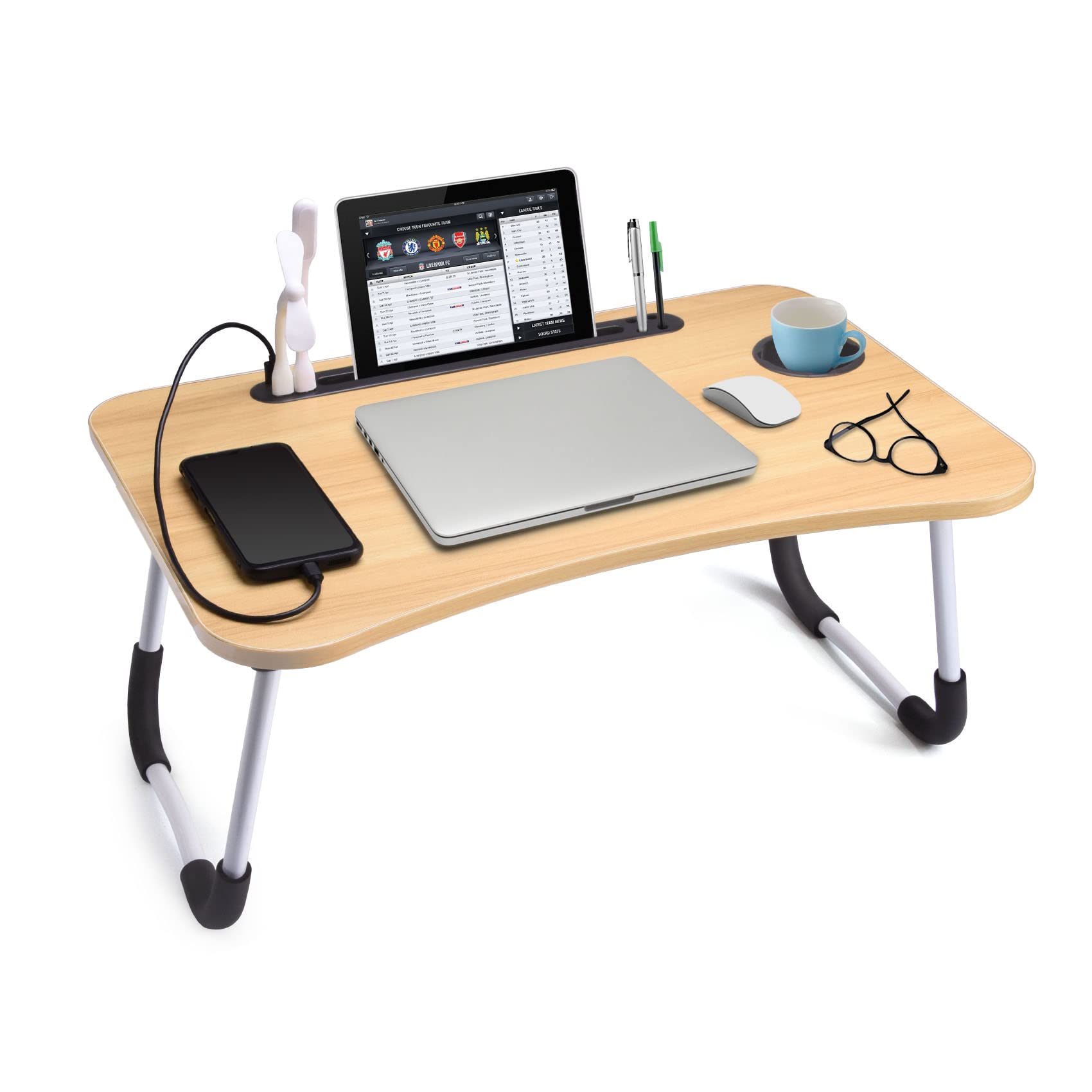 Slendor Laptop Desk Foldable Bed Table Folding Breakfast Tray Portable Lap Standing Desk Notebook Stand Reading Holder for Bed/C