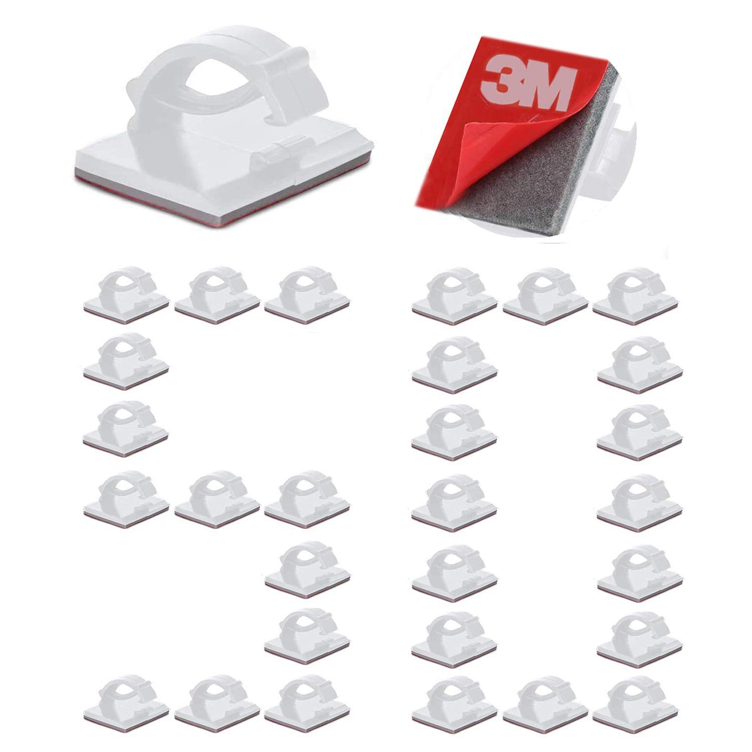 50PCS 3M Self Adhesive Cable Clips Management Strong Wire Holders Cord Organizer Cable Clamp Sticky Desk Management for Office H