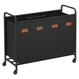 SONGMICS 4-Section Laundry Sorter, Laundry Hamper with Wheels, Rolling Clothes Hamper Cart with Large Capacity and Removable Bag