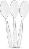 PLASTICPRO Clear Plastic Tea Spoons Disposable Cutlery Medium Weight Utensils 50 Count