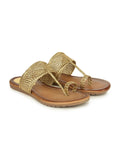 Shoetopia Women'S Wedge Heel Kolhapuris-Eu40 /Uk7 /Golden,Golden,7,B0BSCBCWHY