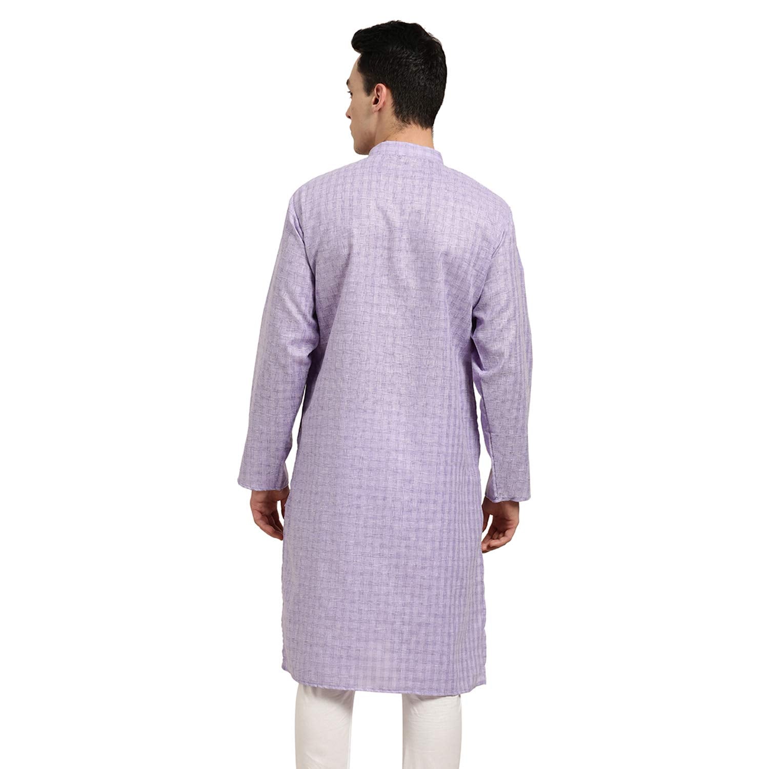 Sojanya (Since 1958 Men'S Cotton Linen Purple Checked Only Long Kurta Size: 40