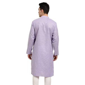 Sojanya (Since 1958 Men'S Cotton Linen Purple Checked Only Long Kurta Size: 40