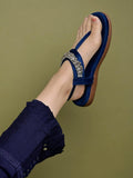 Shoetopia Women'S Block Heel Sandal,Blue,4,B0DCSJ3Y3G