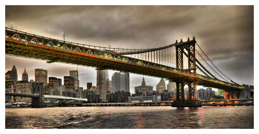 Manhattan Bridge And New York City Skyline, Nyc-Paper Art-50,,X26,,