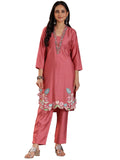 Libas Womens Embroidered Silk Blend Co-Ord Set For Women