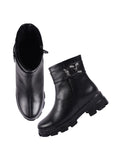Shoetopia Casual Side Buckle Detailed Black Boots For Women & Girls /Eu38,Black,5,B0DJ8Q55TK