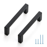 JOY DECOR 20 Pack Cabinet Pulls - Slim Square Bar, 3 Inch Hole Center, Matte Black Solid Build | Modern Look | Easy Install | fi