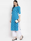 Gosriki Women'S Blue Cotton Straight Kurta With Plazzo (Aria Blue_L),Blue,,B08KF2H4XC