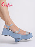 Shoetopia Women'S Girls-Sandal-1404 Wedge Sandal-8 Kids Uk (Girls-Sandal-1404-Blue)-Eu36,Blue,8,B0D54H6RF5