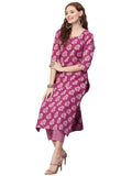 Anni Designer Women'S Cotton Blend Printed Straight Kurta With Pant (Tobi Purple_Xxl_Purple_Xx-Large),Purple,2XL