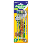 BAZIC Sports PushAPoint Pencil, Assorted, 8 Per Pack
