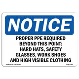 OSHA Notice Sign Proper PPE Required Beyond This Point Hard | Aluminum Sign | Protect Your Business, Work Site, Warehouse & Sh