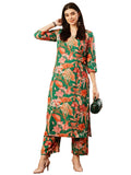 Anni Designer Women'S Cotton Blend Straight Printed Kurta With Palazzo (Chinki Green-Nw_M_Green_Medium),Green,M