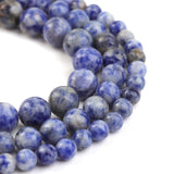 Filluck Natural Stone Beads 8mm Bule Sodalite Polished Round Smooth Gemstone Beads for Jewelry Making 15 Inch(Bule Sodalite,8mm)
