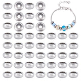 UNICRAFTALE 50pcs 10mm Diameter 201 Stainless Steel Rubber Stopper Bead Flat Round Positioning Spacer Beads Metal Slider Rondell