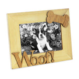 Isaac Jacobs Natural Wood Sentiments Dog Woof!Picture Frame, 4x6 inch, Photo Gift for Pet Dog, Puppy, Display on Tabletop, D