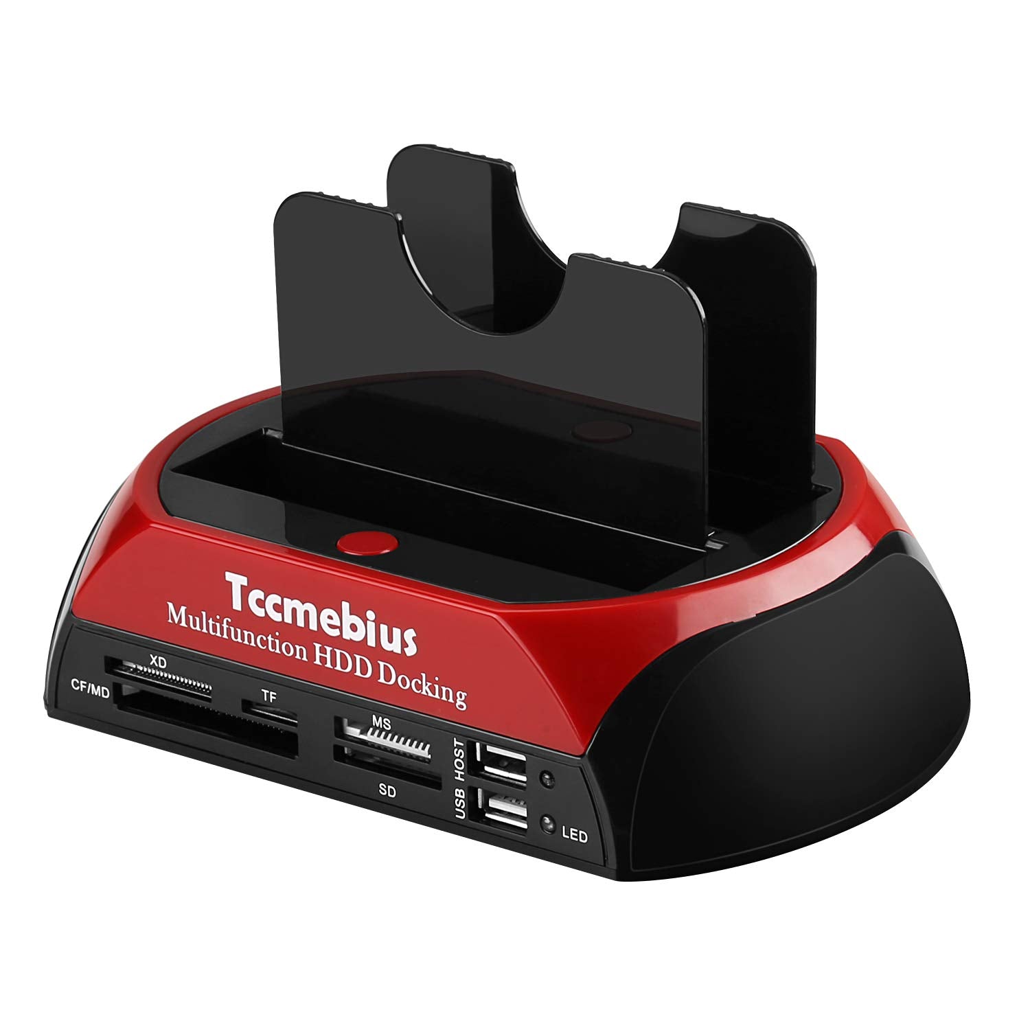 Tccmebius Hard Drive Docking Station, TCC-S862-US USB 2.0 to 2.5 3.5 Inch SATA IDE Dual Slots External Enclosure with All in 1 C