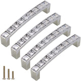 ESreake 4 Pack U Shape Crystal Glass Rhinestone Cabinet Pulls Knobs Handles,Modern Decorated Shiny Dresser Drawer Pulls Handles 