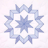 Jack Dempsey Stamped White Quilt Blocks 18X18 6/Pkg, Kaleidoscope Star